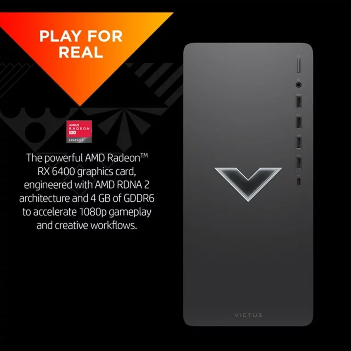 Black AMD Ryzen 5 5600G Gaming Desktop Tower H5560