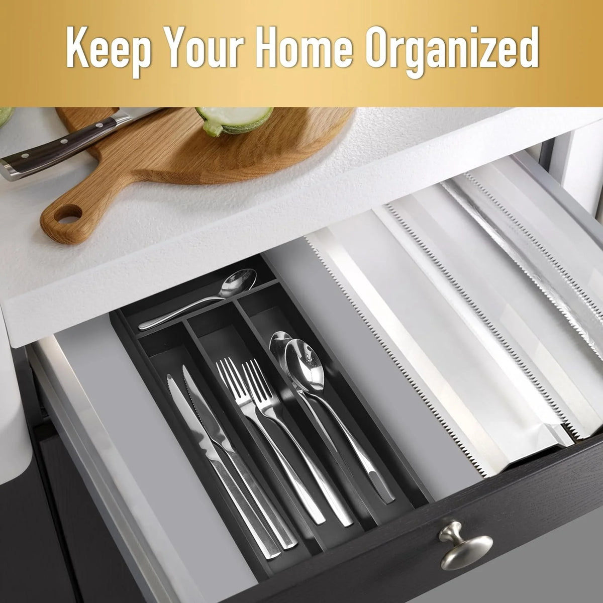 4 Slot Acacia Silverware Drawer Organizer Z89656