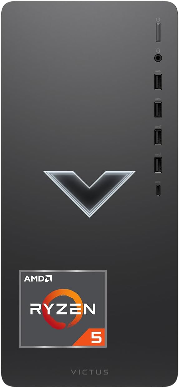 Black AMD Ryzen 5 5600G Gaming Desktop Tower H5560
