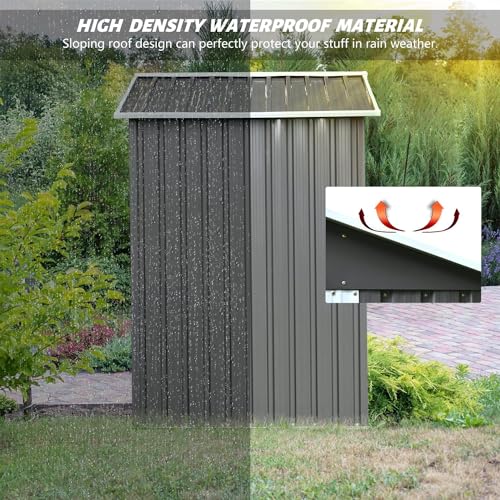 8 x 6FT Grey Metal Outdoor Storage Shed with Sliding Door N1916