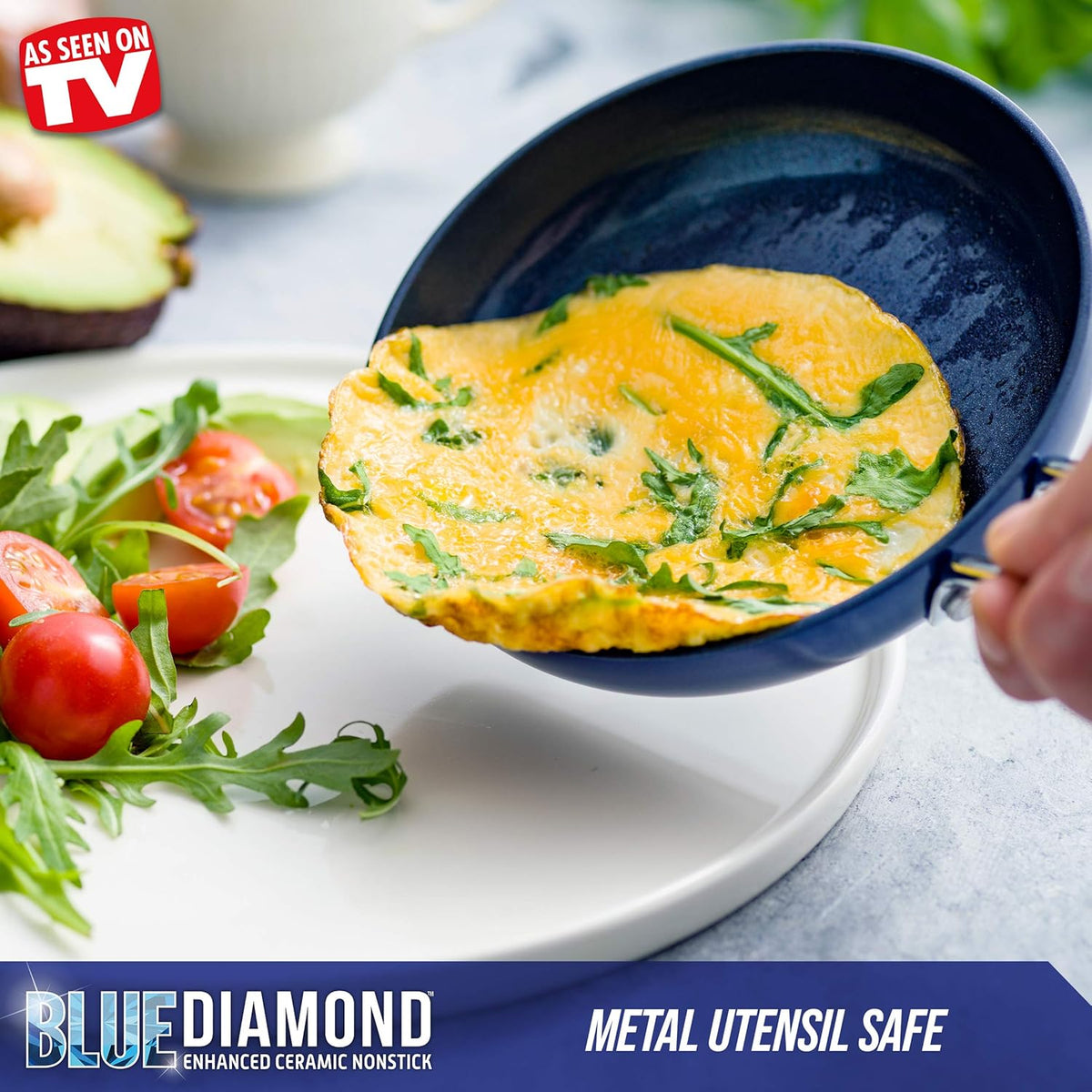 Blue Diamond Diamond Infused Ceramic Nonstick 12" Frying Pan Skillet with Lid P812