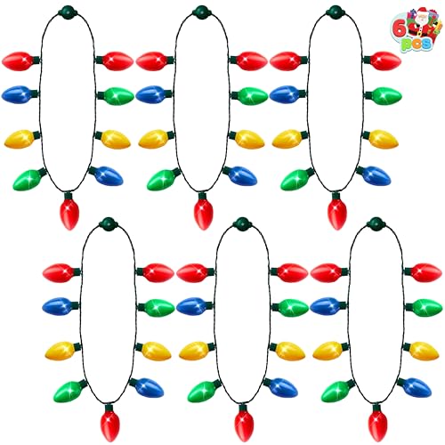 6 Packs Christmas LED Light Up Bulb Necklaces G729109
