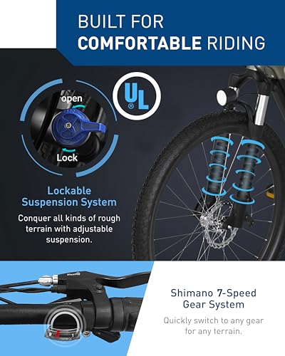 Electric Bike with 800W Peak Motor, 25mph Max Speed, 696 WH Removable Battery, 27.5" Front Suspension B28191