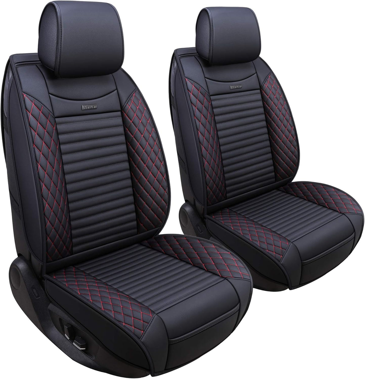 5 Car Seat Covers Full Set Waterproof Leather Universal Fit Black-Red U84129