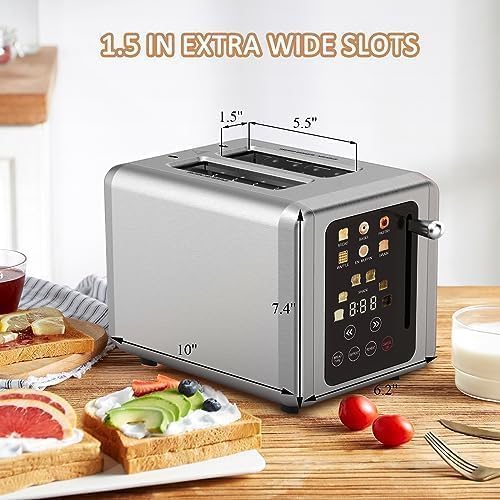 Open Box Touch Screen Toaster 2 Slice Digital Timer Stainless Steel P689324