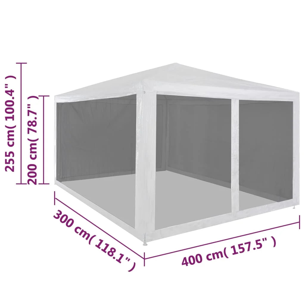 Party Tent with 4 Mesh Sidewalls D4389