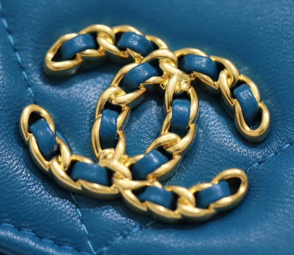 Blue Goatskin Leather Flap Bag R38571