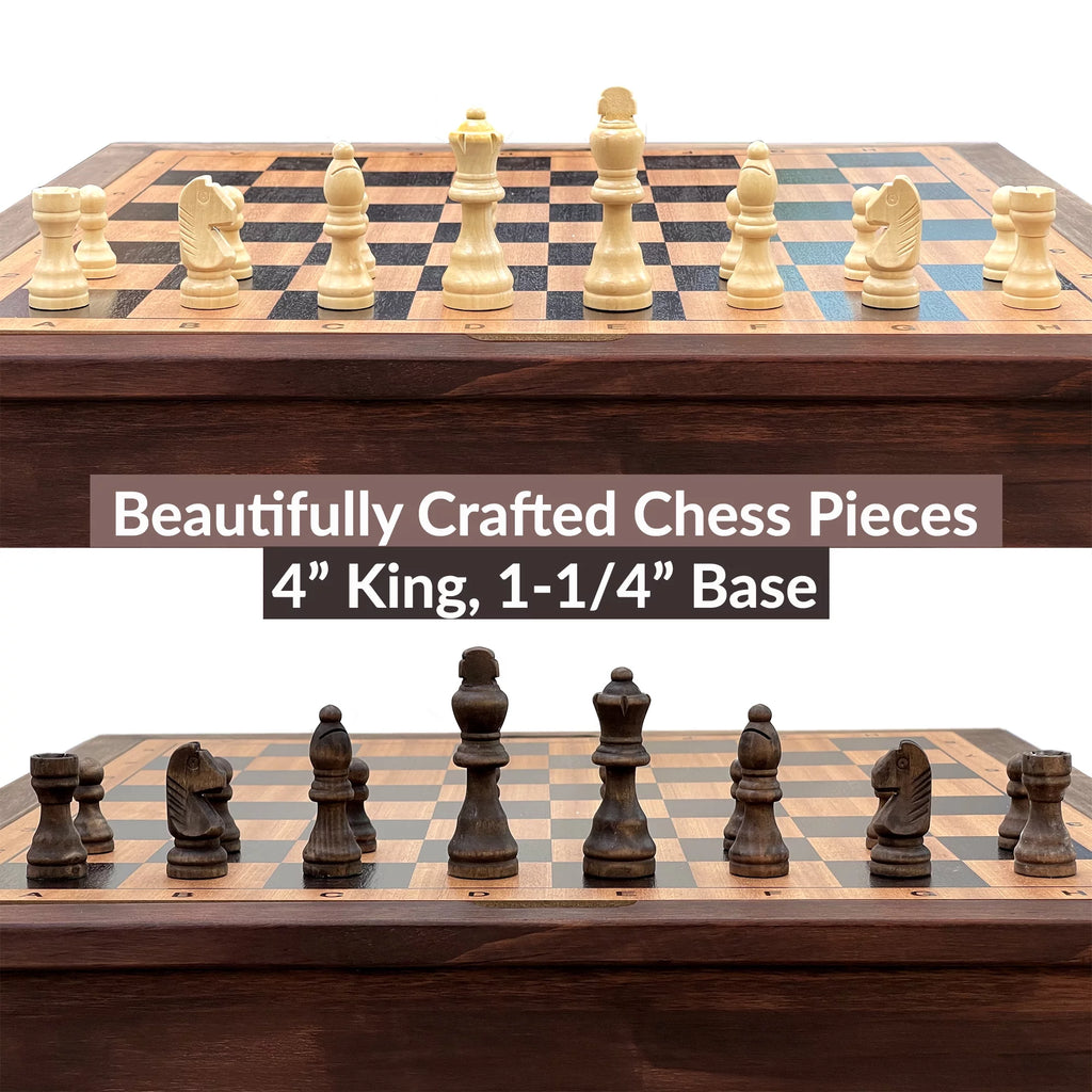 Wooden Chess Checkers and Backgammon 3 in 1 Combo Game Table Set C95224