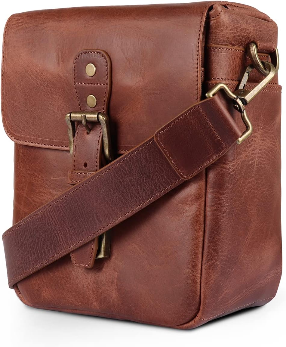 Genuine Leather Camera Messenger Bag S303