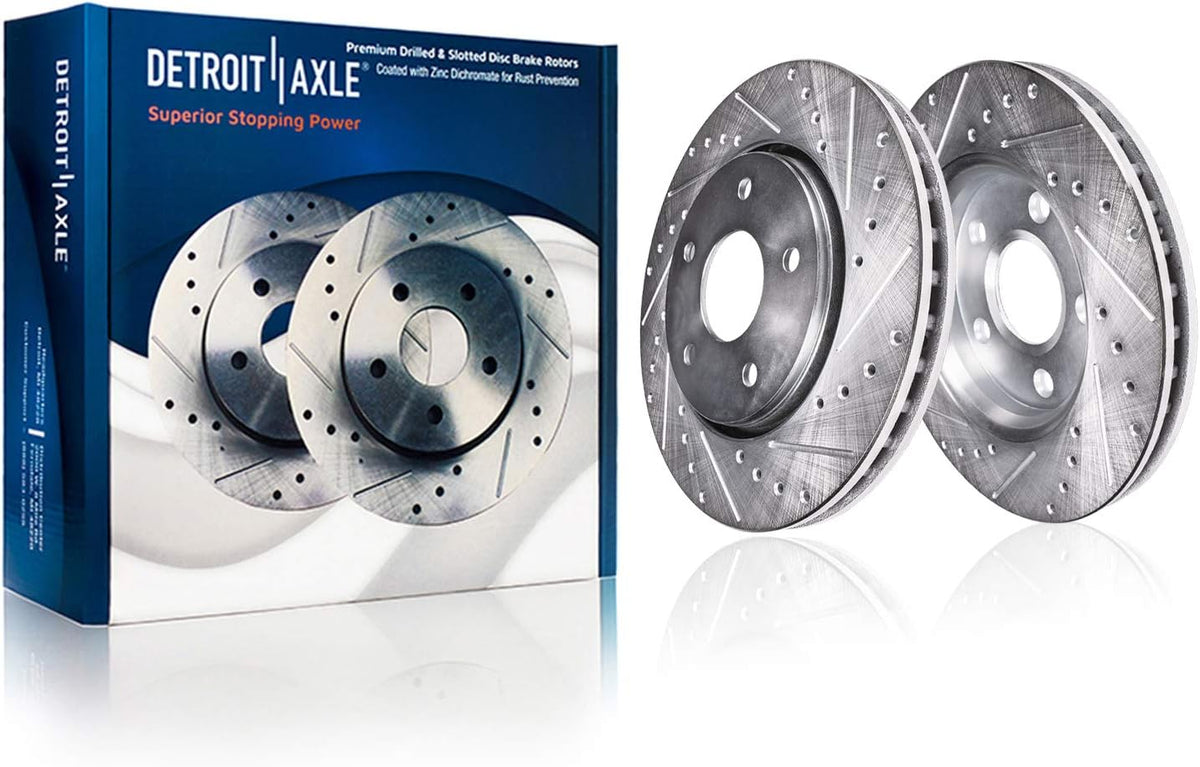 8pc Set Drilled & Slotted Brake Rotors Ceramic Pads for 2010-2015 Chevrolet Camaro V6 LS & LT X999