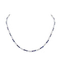 14K White Gold Round Blue Sapphire Diamond Tennis Necklace Z31448
