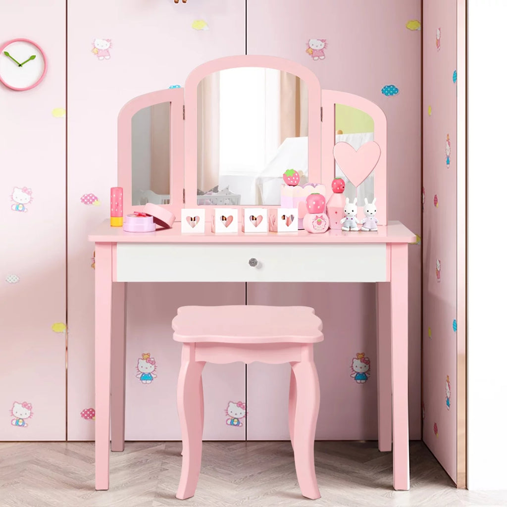 Kids Vanity Set with Mirror White T836