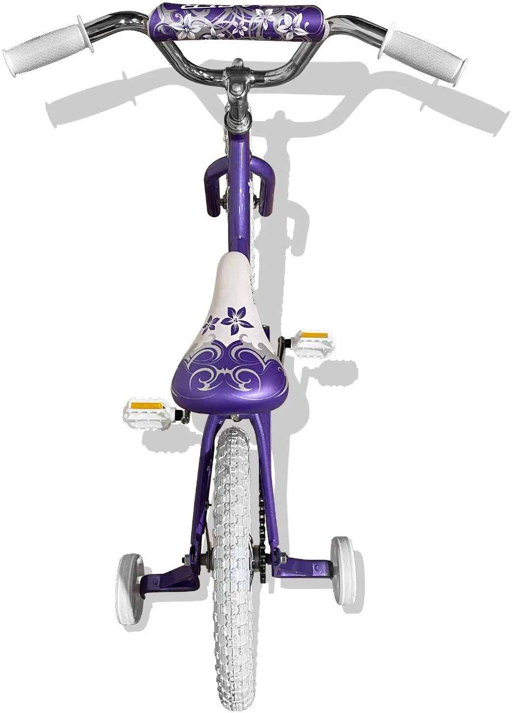 16 BMX Bicycle Coaster Brake One Piece Crank Chrome Rims Black Tire Kid's Bike White T973345
