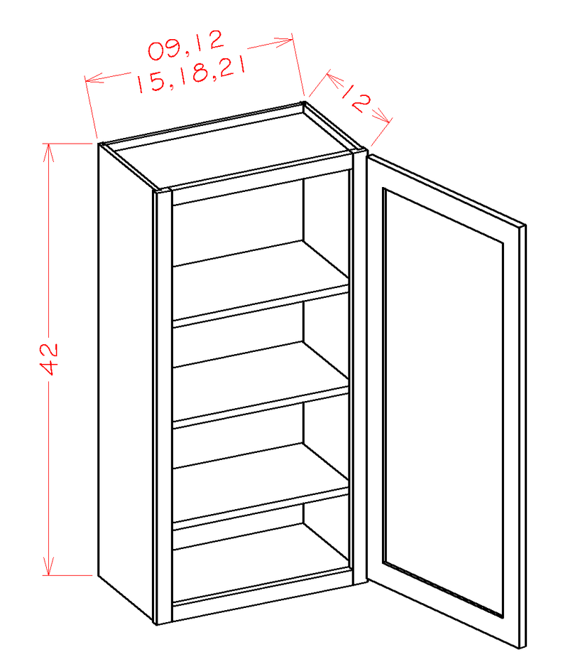 1 Door 3 Shelves Wall Cabinet High-Density Fiberboard H990