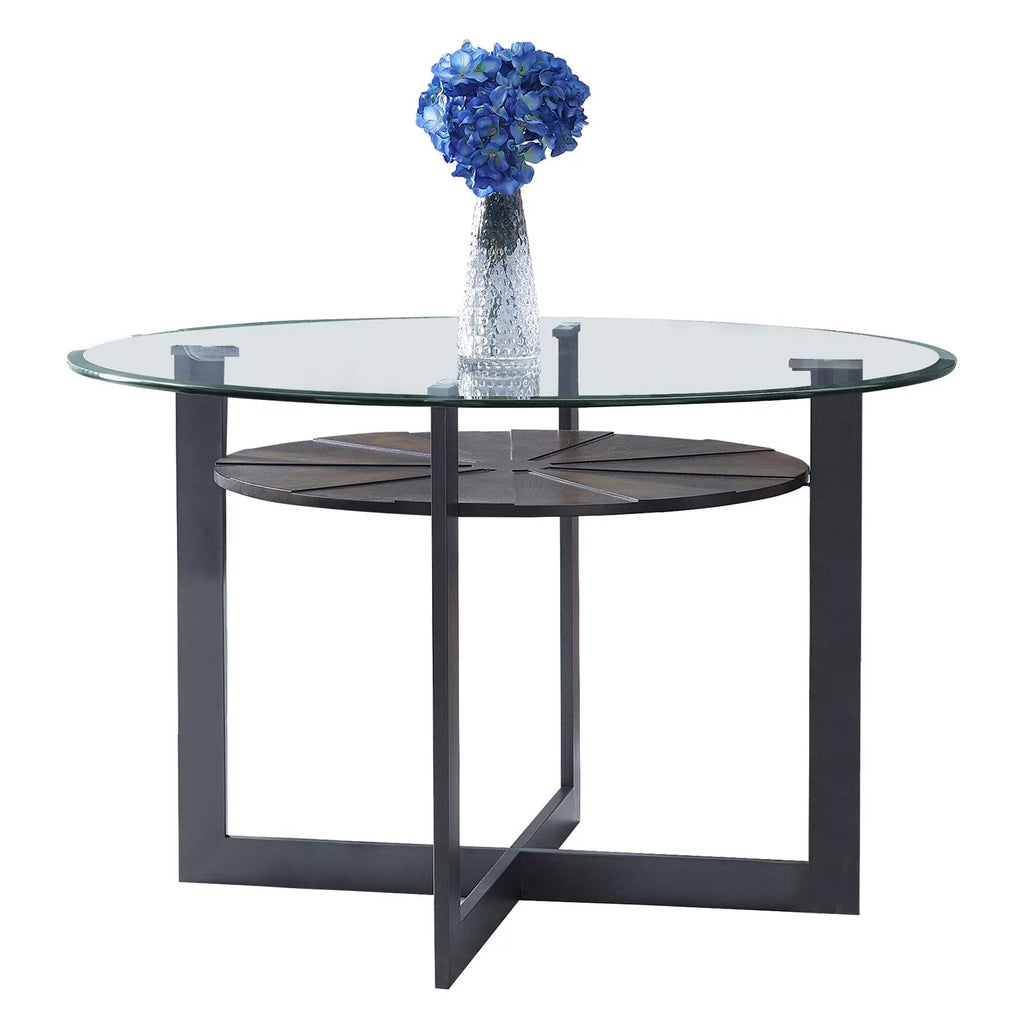 Medium Brown Metal Base Dining Table D350764