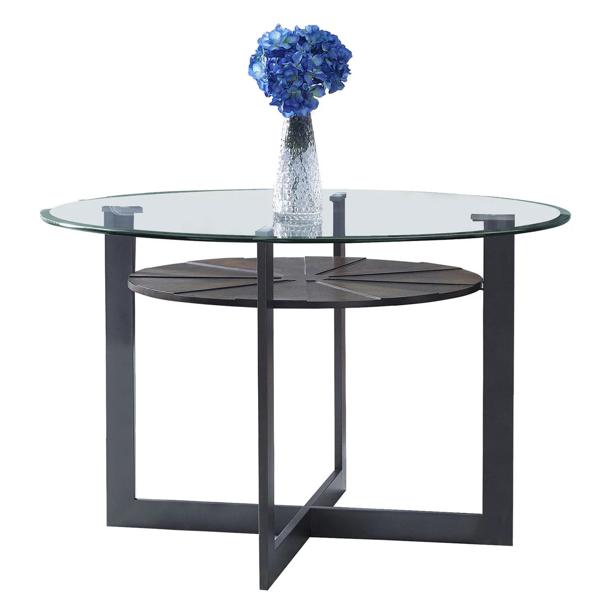 Medium Brown Metal Base Dining Table D350764