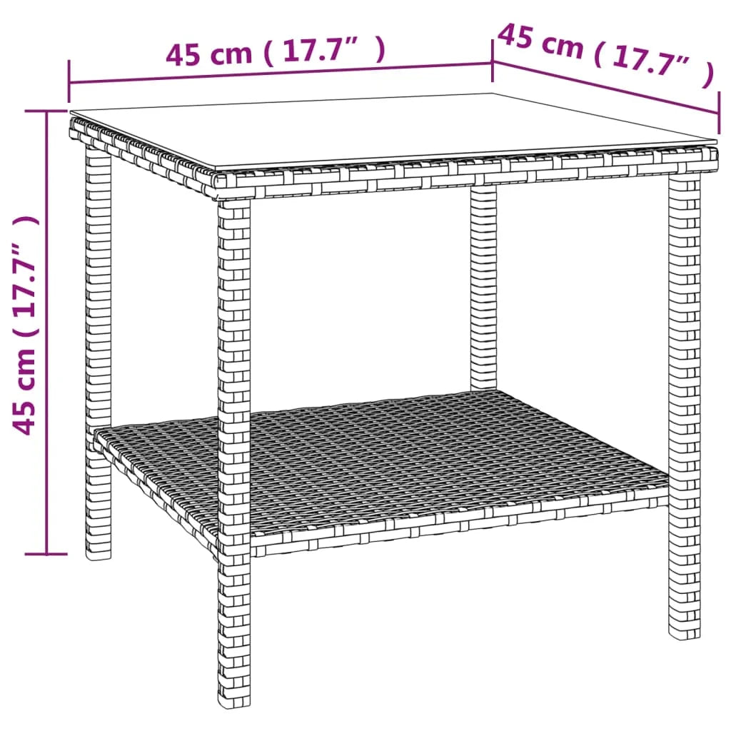 Black Poly Rattan and Tempered Glass Side Table A536836