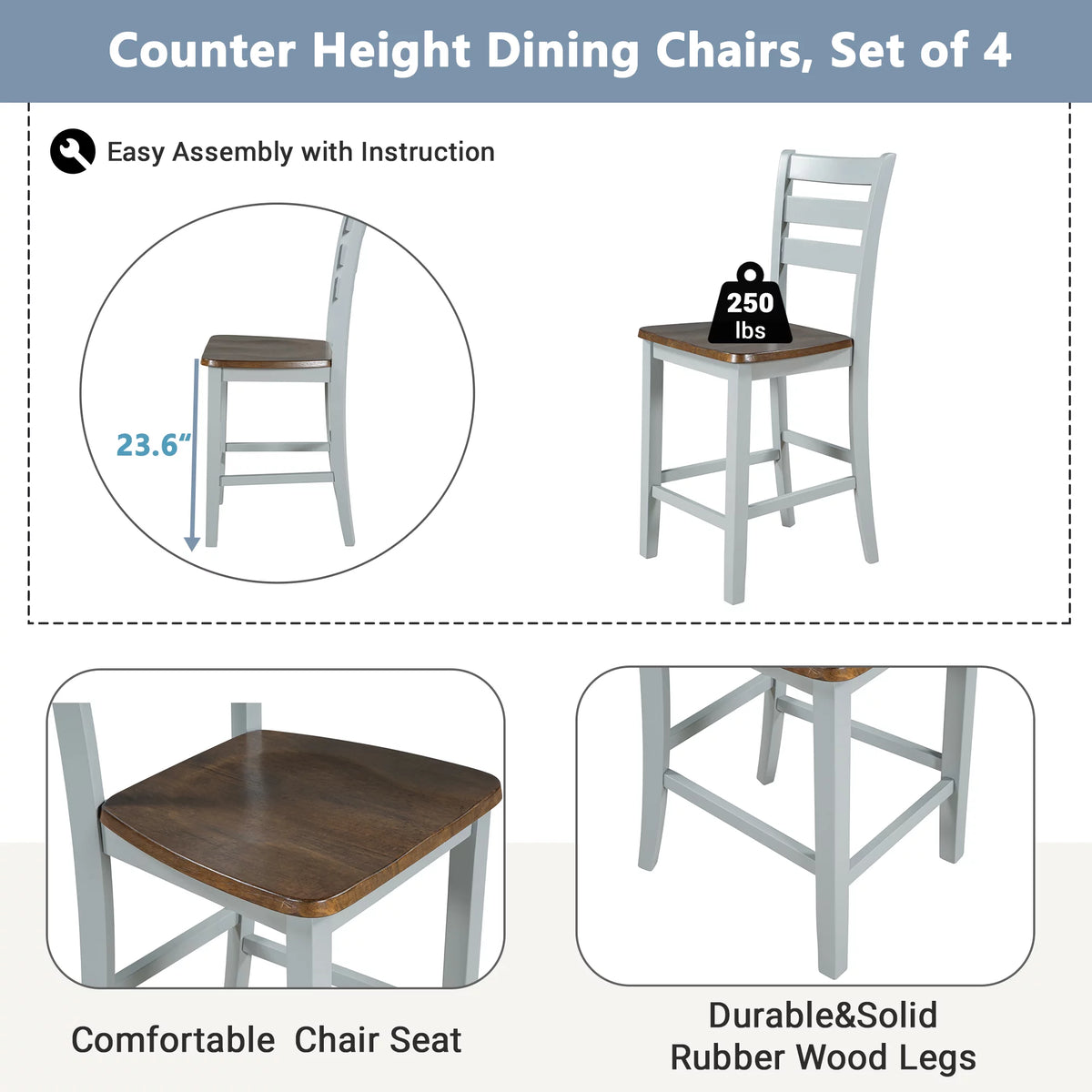 5 Piece Counter Height Dining Set with Wine Rack and Drop Leaf T549