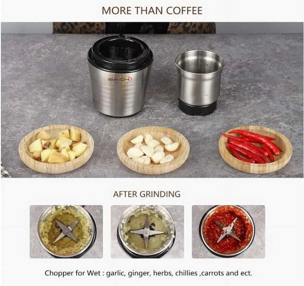 Electric Coffee Grinder Wet And Dry Spice Grinder with 2 Stainless Steel Blades Y4299