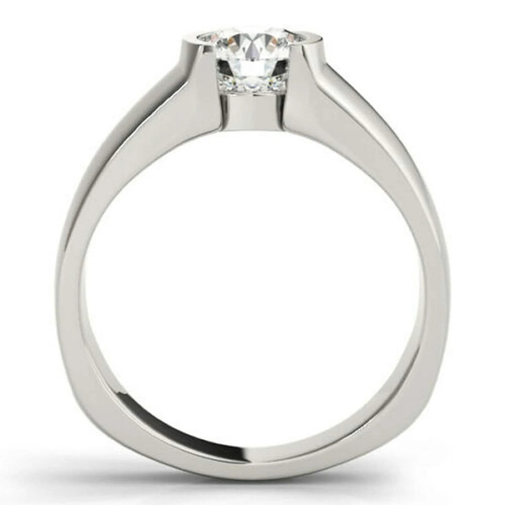 18K White Gold Plated Solitaire Engagement Ring 925 Sterling Silver W9739