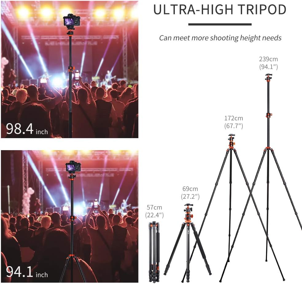 94 Inch 4 Section Aluminium Camera Tripod with 360 Degree Ball Head Quick Release Plate C8399
