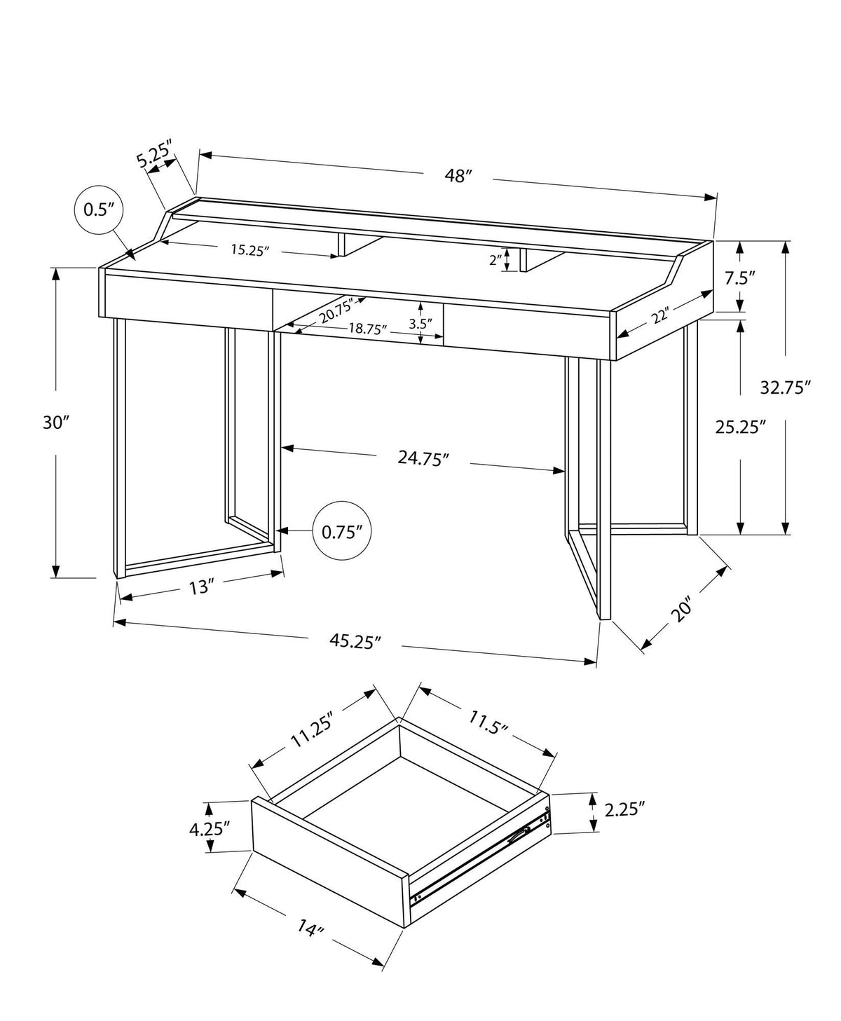 Dark Taupe Black Metal Computer Desk T819