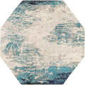 8 Ft Octagon Blue Medium-Pile Rug Z5771