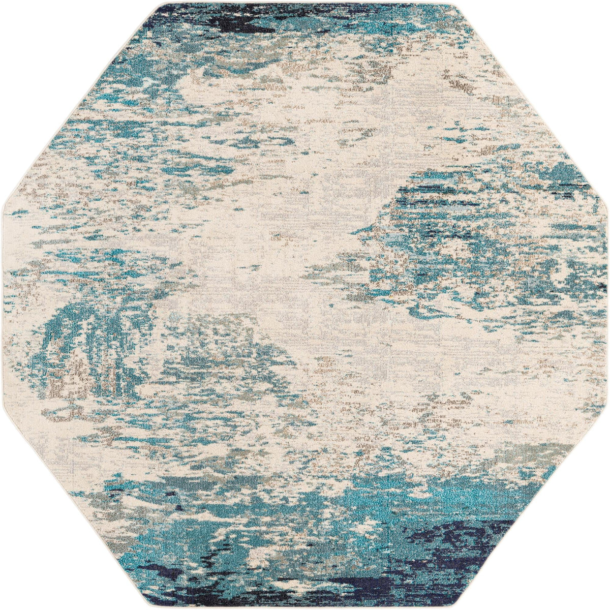8 Ft Octagon Blue Medium-Pile Rug Z5771