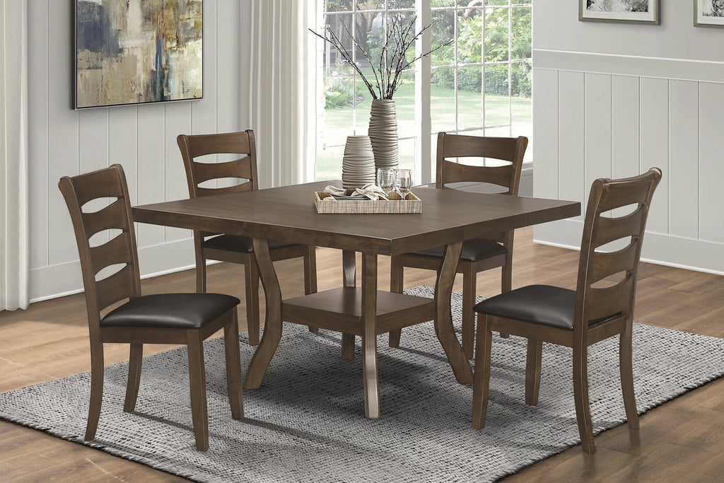 Brown Finish Wood Dining Table with Display Shelf I28074