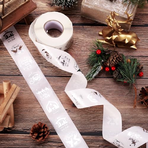 1000Pcs Clear Gold Foil Christmas Stickers Y853866