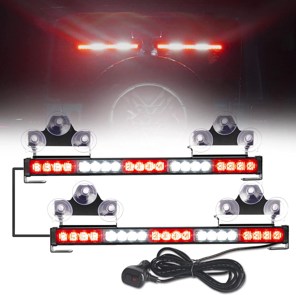 2 in 1 Amber White LED Traffic Advisor Strobe Light Bar Pack of 2 I94508