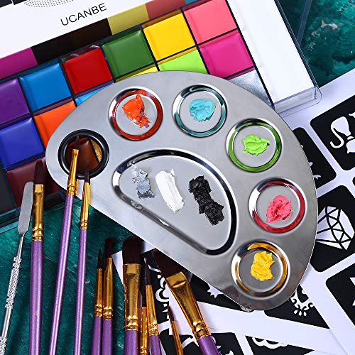 20 Colors Face Body Paint Oil Makeup Set with Mixing Palette and Brushes K583