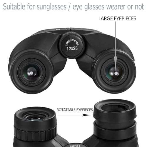 12x25 Compact Waterproof Binoculars with Low Light Vision M32938