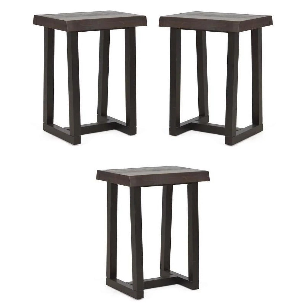Solid Wood Live Edge Stool Set of 3 X9453