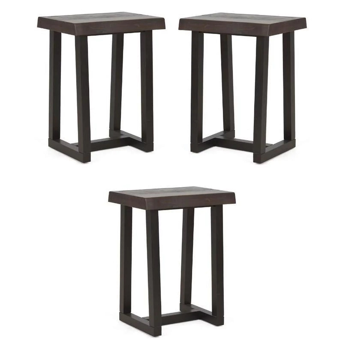 Solid Wood Live Edge Stool Set of 3 X9453