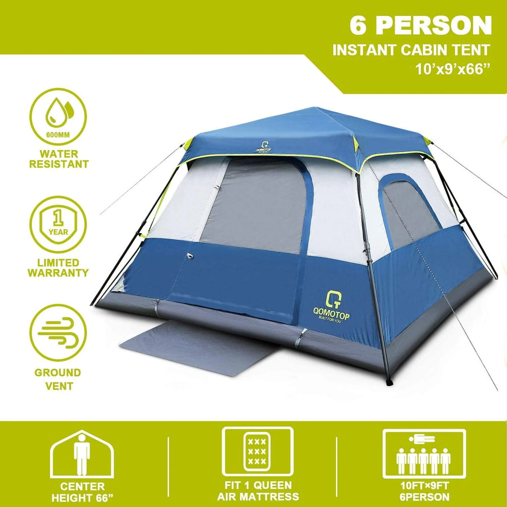 6 Person Waterproof Pop Up Camping Tent with Top Rainfly S549