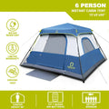 6 Person Waterproof Pop Up Camping Tent with Top Rainfly S549