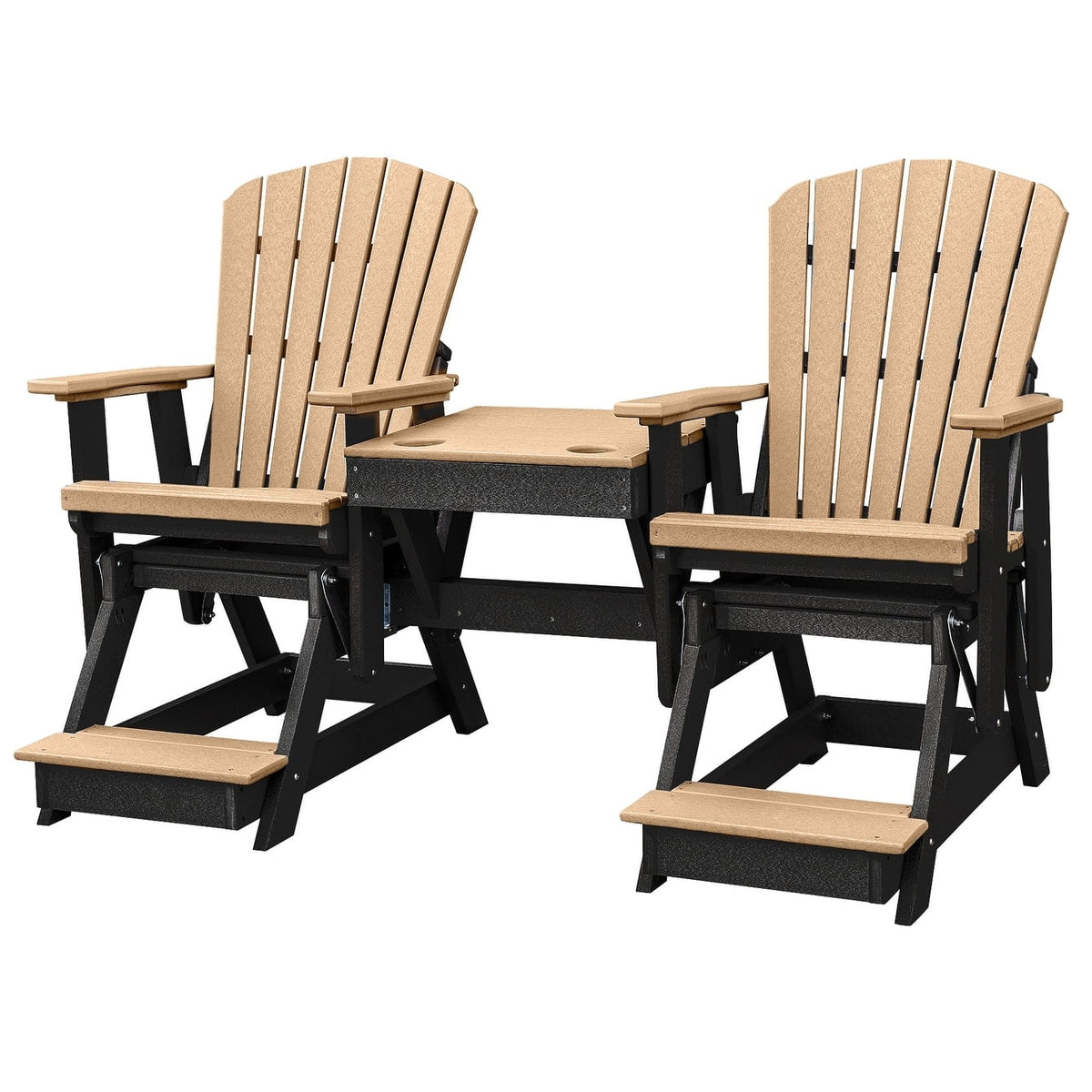 Cedar and Black Glider with Center Table Z45366