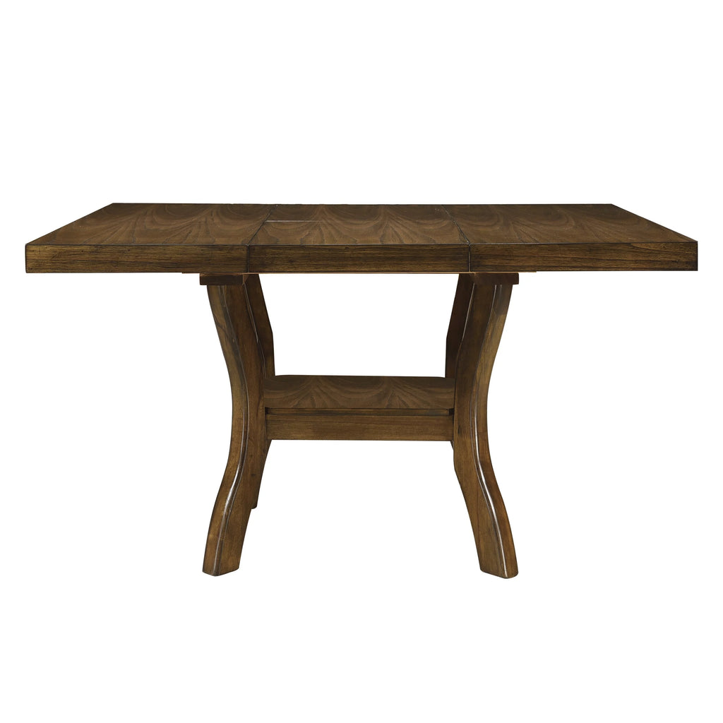 Brown Finish Wood Dining Table with Display Shelf I28074