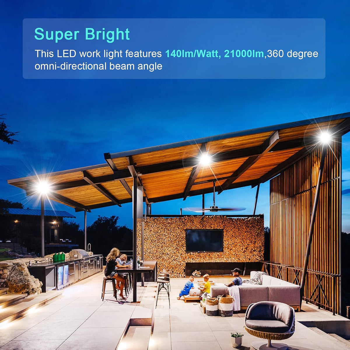 125W LED Temporary Work Light with 10' Cable Portable Hanging Construction Light IP65 B13178