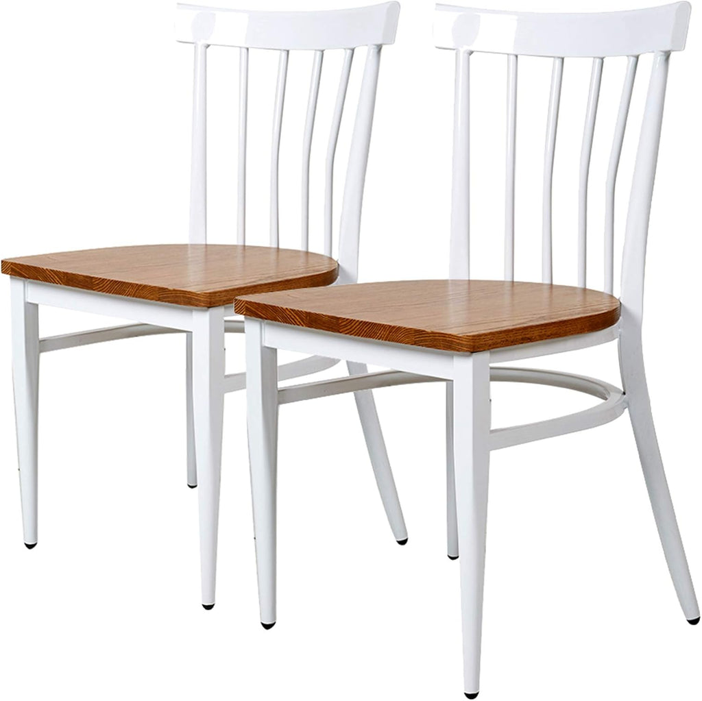 Black Metal Dining Chairs with Solid Wooden Seat, Set of 2 Q50272