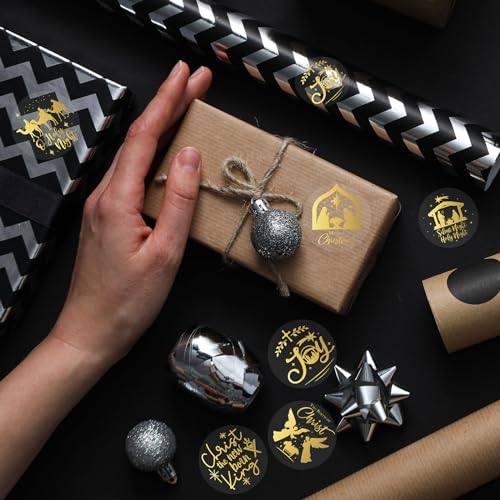 1000Pcs Clear Gold Foil Christmas Stickers Y853866