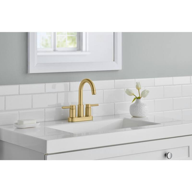 4 in. Double Handle High-Arc Bathroom Faucet Matte Gold R14875