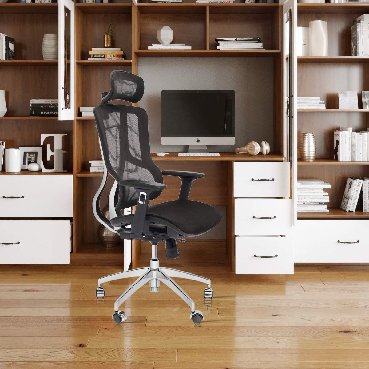 Black Ergonomic Mesh High Back Office Chair with Adjustable Headrest and Armrest C44023