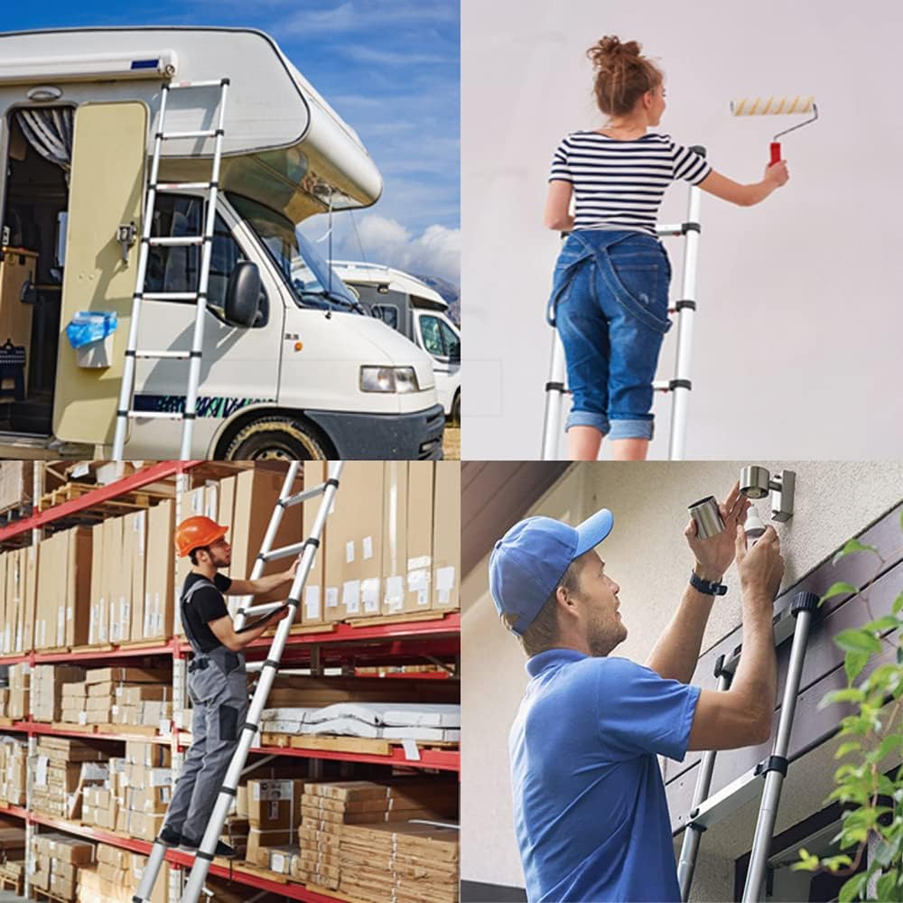 2.6M Aluminium Telescopic Ladder 9 Steps 150kg O2976