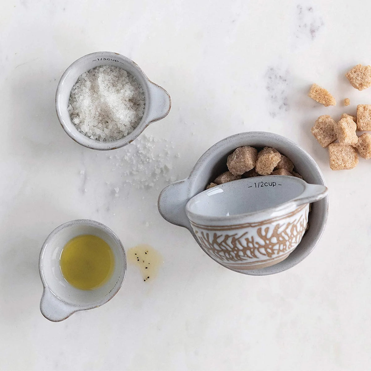 White Stoneware Measuring Cups, Set of 4 L63732