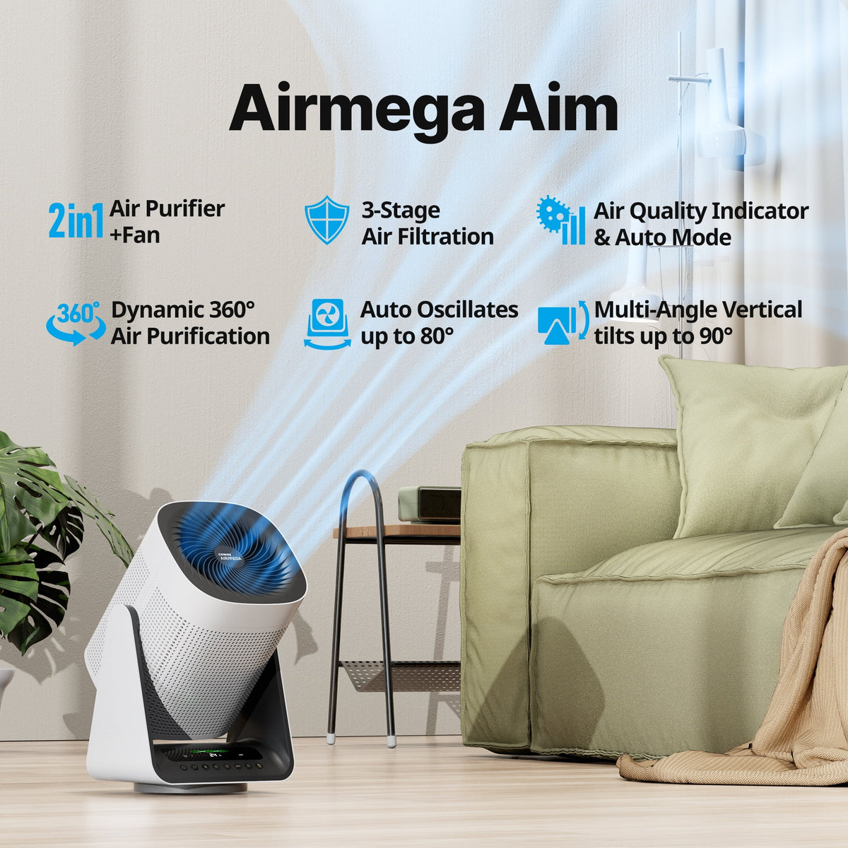 True HEPA Air Purifier + Fan (2in1), Covers Upto 246 sq ft I256