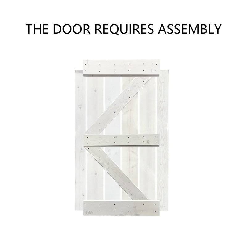 Ocean Blue Stained Wood Sliding Barn Door with Hardware Kit X25484