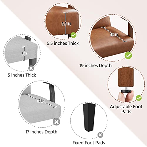 Brown PU Leather Accent Chair with Solid Wood Legs G5669