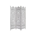 White Carved Wood Room Divider 72 Inches J52043